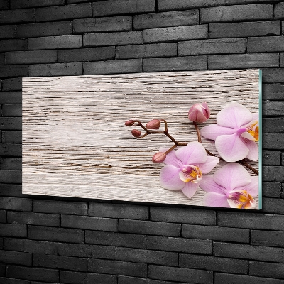 Quadro vetro Orchidea su legno