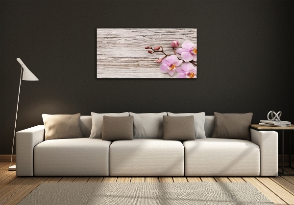 Quadro vetro Orchidea su legno