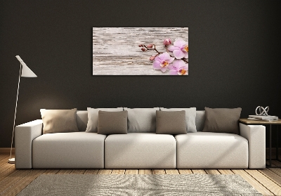 Quadro vetro Orchidea su legno