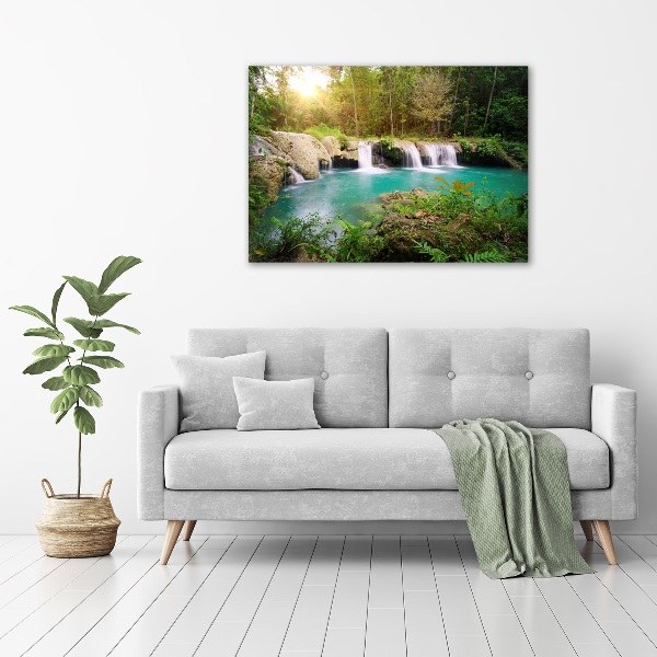 Quadro in vetro Cascata nella foresta