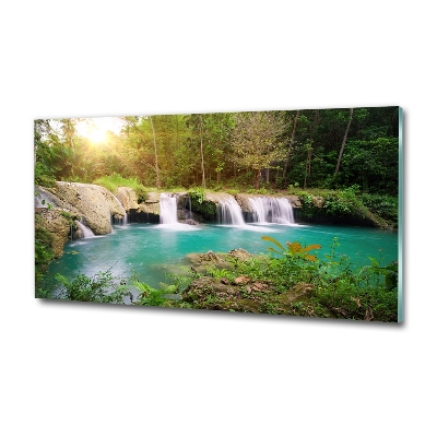 Quadro in vetro Cascata nella foresta