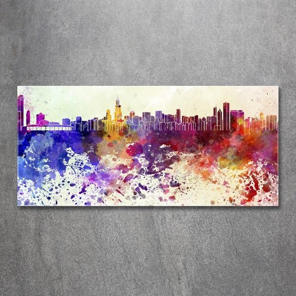 Quadro in vetro Chicago colorata