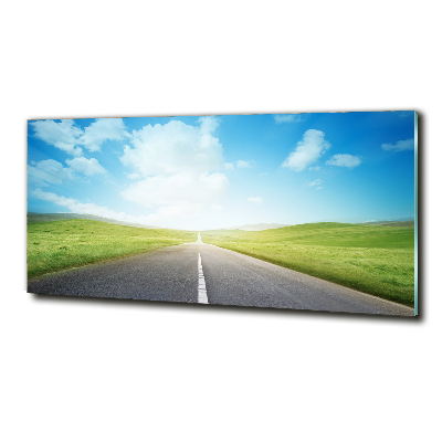 Quadro vetro La strada attraverso il prato