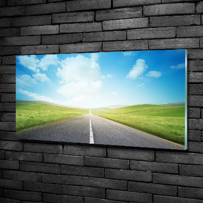 Quadro vetro La strada attraverso il prato