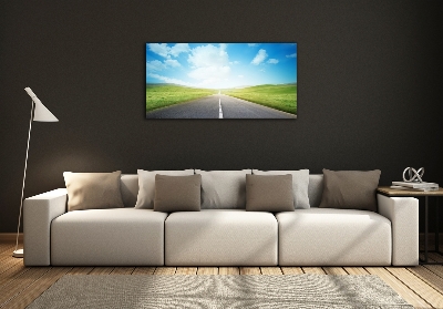 Quadro vetro La strada attraverso il prato