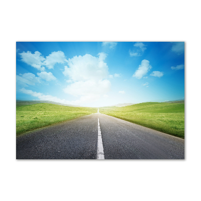 Quadro vetro La strada attraverso il prato