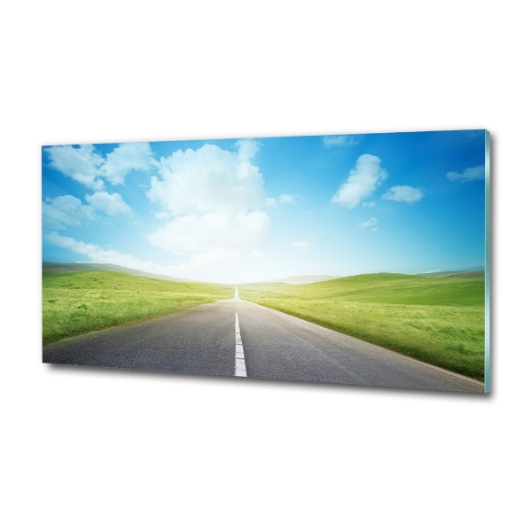 Quadro vetro La strada attraverso il prato