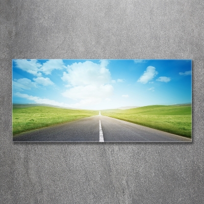 Quadro vetro La strada attraverso il prato