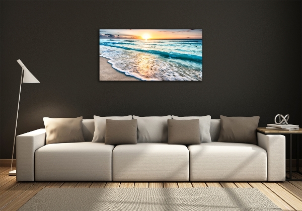 Quadro in vetro Spiaggia al tramonto