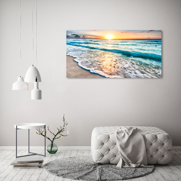 Quadro in vetro Spiaggia al tramonto