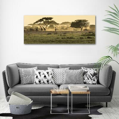 Quadro vetro Giraffe nella savana