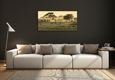 Quadro vetro Giraffe nella savana