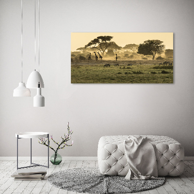 Quadro vetro Giraffe nella savana