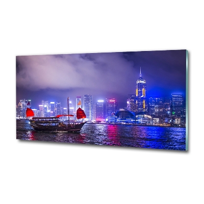 Quadro vetro Hong Kong di notte