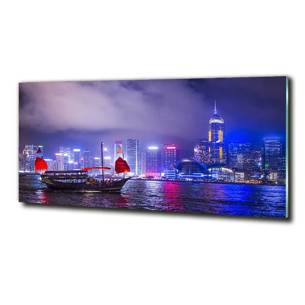Quadro vetro Hong Kong di notte