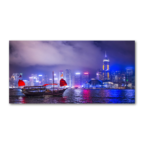 Quadro vetro Hong Kong di notte