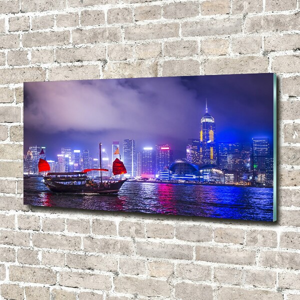 Quadro vetro Hong Kong di notte