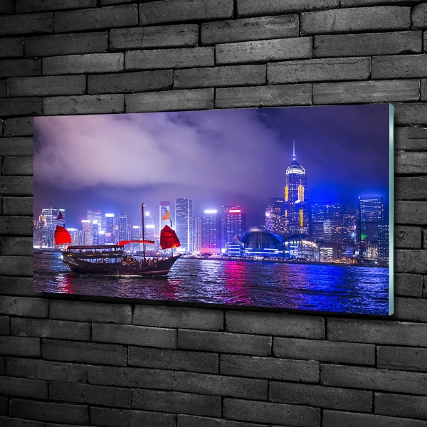 Quadro vetro Hong Kong di notte
