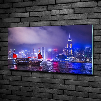 Quadro vetro Hong Kong di notte