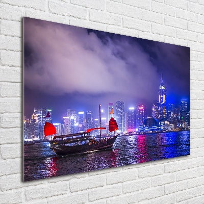 Quadro vetro Hong Kong di notte