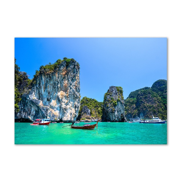 Quadro in verde Barche Thailandia
