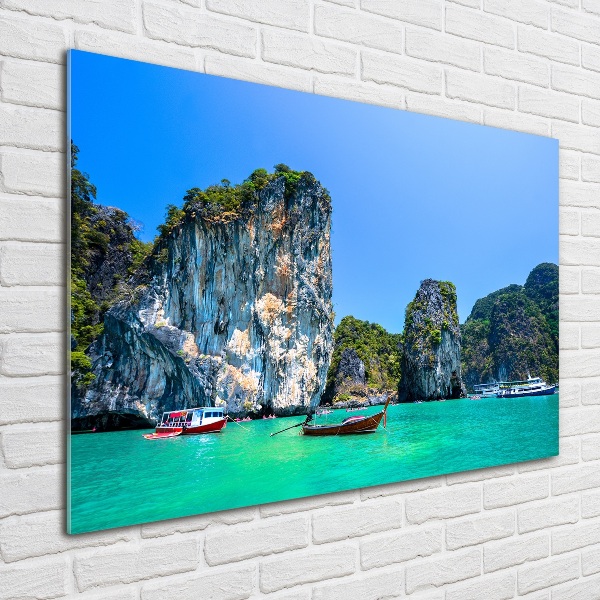 Quadro in verde Barche Thailandia