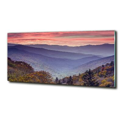 Quadro in vetro Tramonto sulle montagne