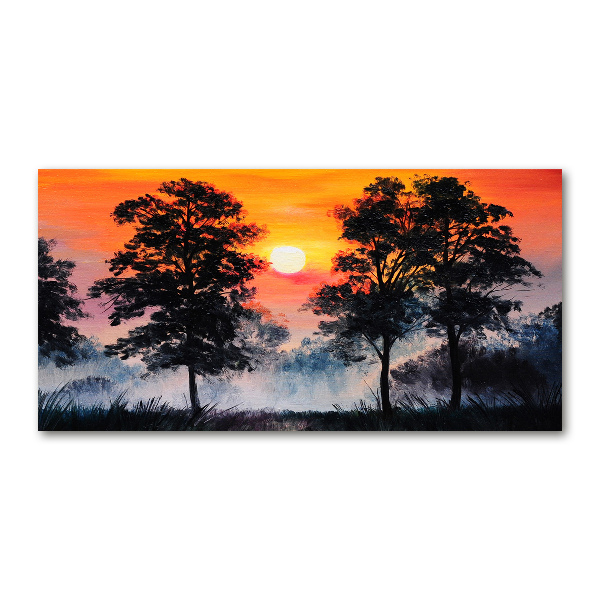 Quadro vetro Foresta del tramonto
