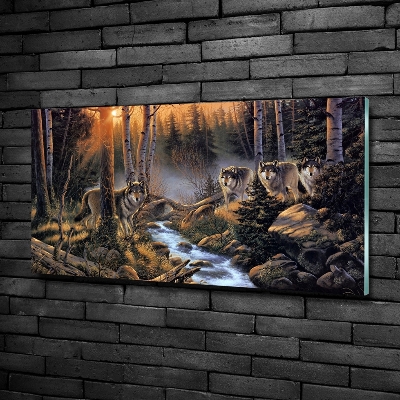 Quadro vetro Un branco di lupi