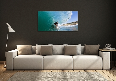 Quadro in vetro Surfista su un'onda