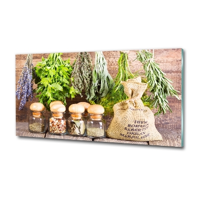 Quadro su vetro Erbe aromatiche su un filo