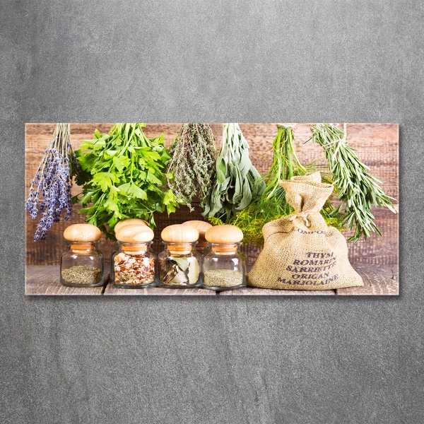 Quadro su vetro Erbe aromatiche su un filo