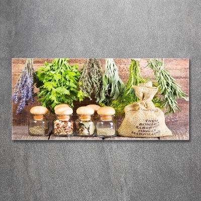 Quadro su vetro Erbe aromatiche su un filo