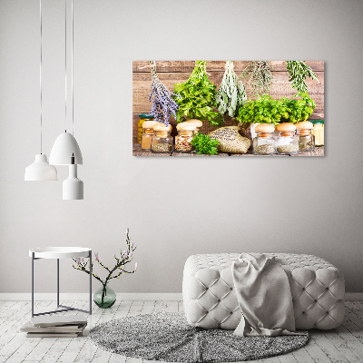 Quadro su vetro Erbe aromatiche su un filo