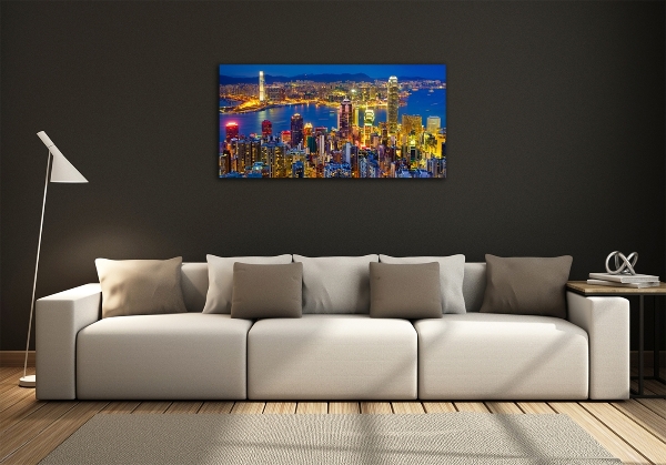 Quadro su vetro Hong Kong di notte