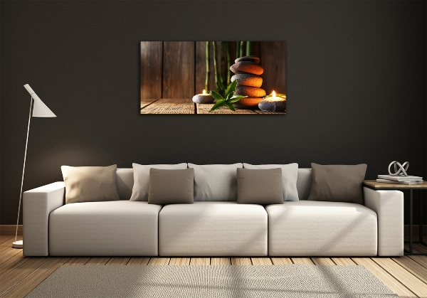 Quadro su vetro Pietre zen di bambù