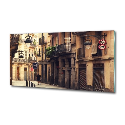 Quadro su vetro Le strade di Barcellona