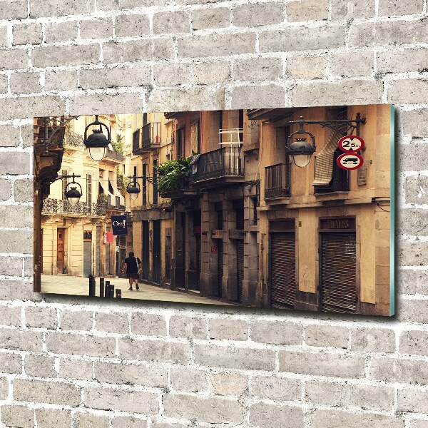 Quadro su vetro Le strade di Barcellona