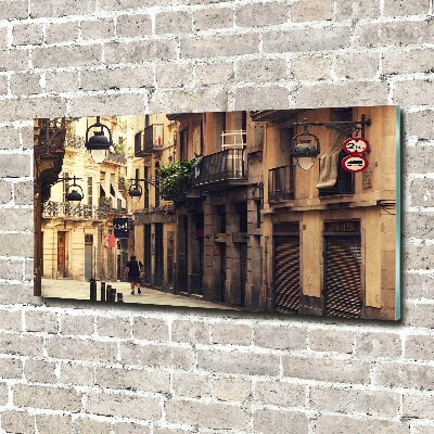 Quadro su vetro Le strade di Barcellona