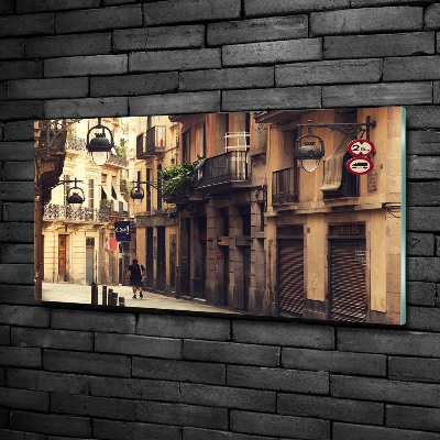 Quadro su vetro Le strade di Barcellona