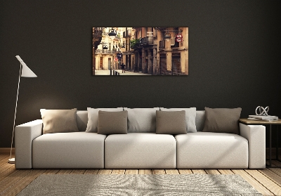 Quadro su vetro Le strade di Barcellona