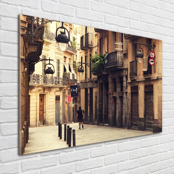 Quadro su vetro Le strade di Barcellona