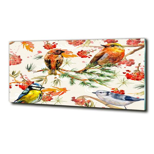 Quadro su vetro Conifere e uccelli