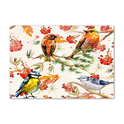 Quadro su vetro Conifere e uccelli