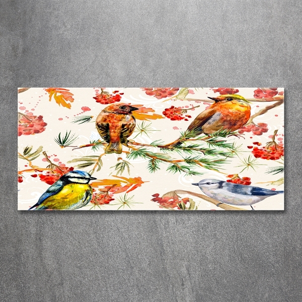 Quadro su vetro Conifere e uccelli