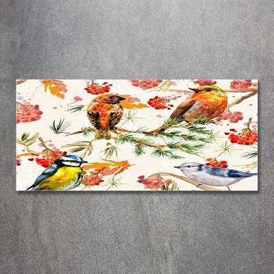 Quadro su vetro Conifere e uccelli