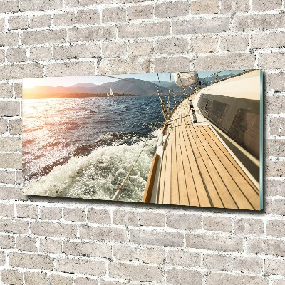 Quadro in verde Una barca a vela in mare