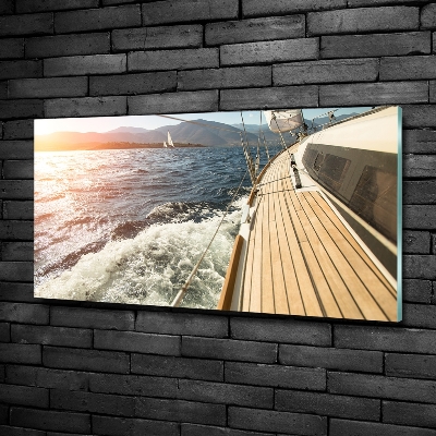 Quadro in verde Una barca a vela in mare