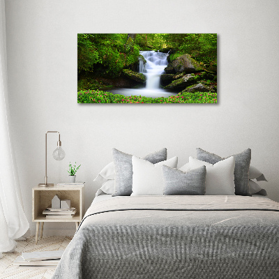 Quadro su vetro Cascata nella foresta