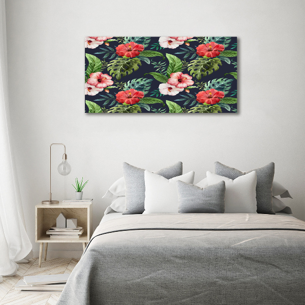 Quadro su vetro Fiori tropicali